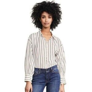 Joie Minya Porcelain Stripe Button Down Shirt Size XS Long Sleeve Top